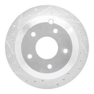 Pontiac GTO Brake Rotor (1) - Rear Left - R1 Concepts - Drilled & Slotted - Silver - `05-`06